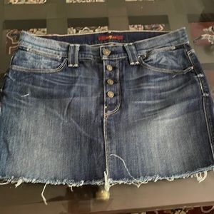 Jean skirt by 7 for all mankind   Excellent condition. Frayed bottom